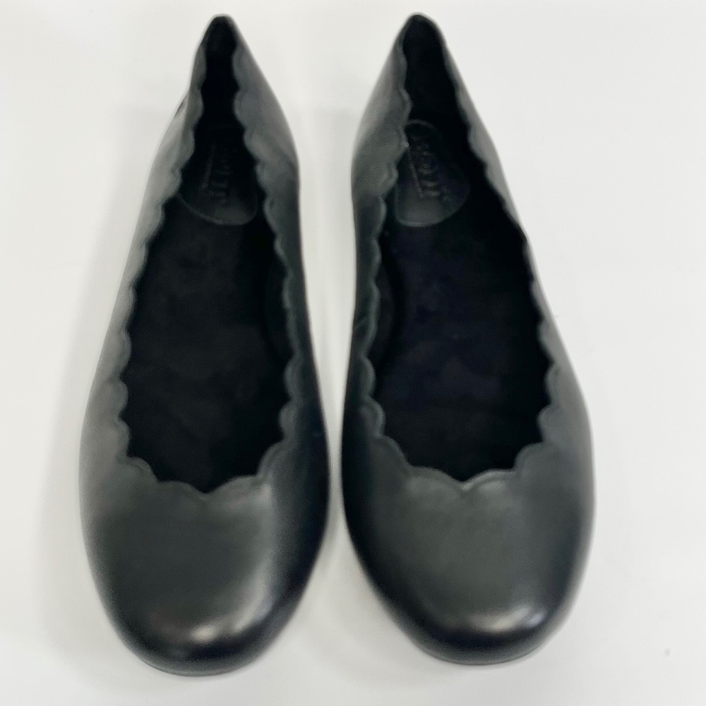 Born Allie Scallop Slip On Black Leather Flats Size 7.5 New with original box - Picture 6 of 9